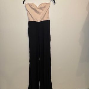 Sweetheart neckline flared strapless pantsuit